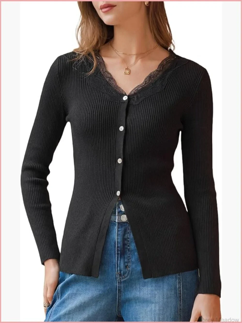 Women's 100% Cotton Lace Button Cardigan Sweater